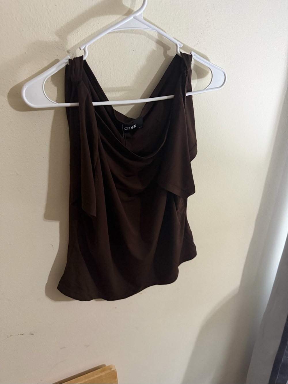 NWT CIDER Size 2xl Brown Split Short Sleeve Blouse